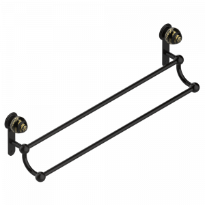 A7F-516 Полотенцедержатель - 2 фиксированные рейки 70 cм, диаметр : 16 мм Thg-paris Marquise чёрный с золотым декором Покрытие PVD бронза