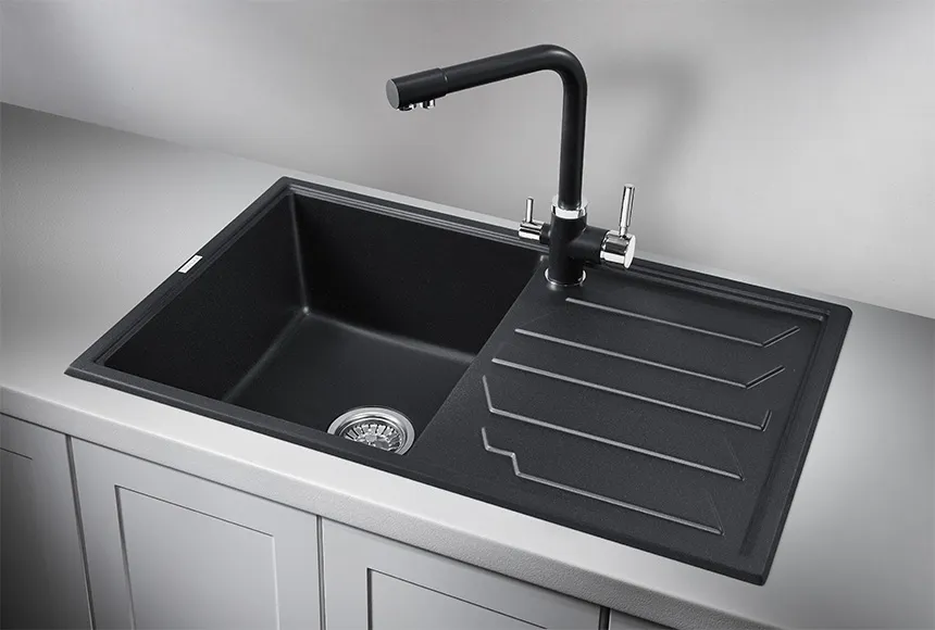 8002, ЧЁРНЫЙ, кухонная мойка, кварц GRANULA 8002-ST218