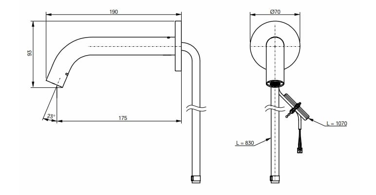 Электронный настенный смеситель для раковины TOTO TLE26009E ARCH-00067786