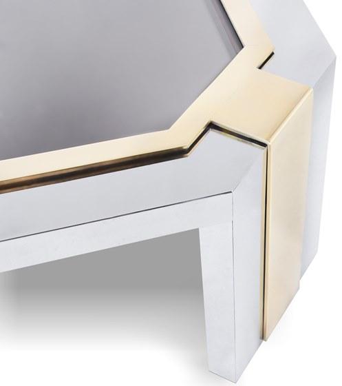 KOKET Низкий журнальный столик из нержавеющей стали и стекла sun-id-1457870 - Вид №3