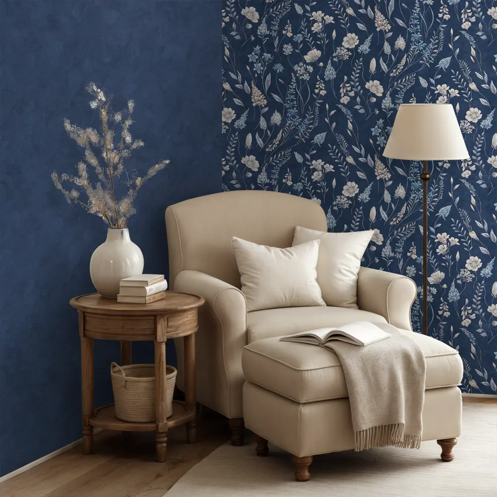Обои флизелиновые Euro Decor Meadow синие 1.06 м ED7327-20 89441554 STLM-2121768 - Вид №4