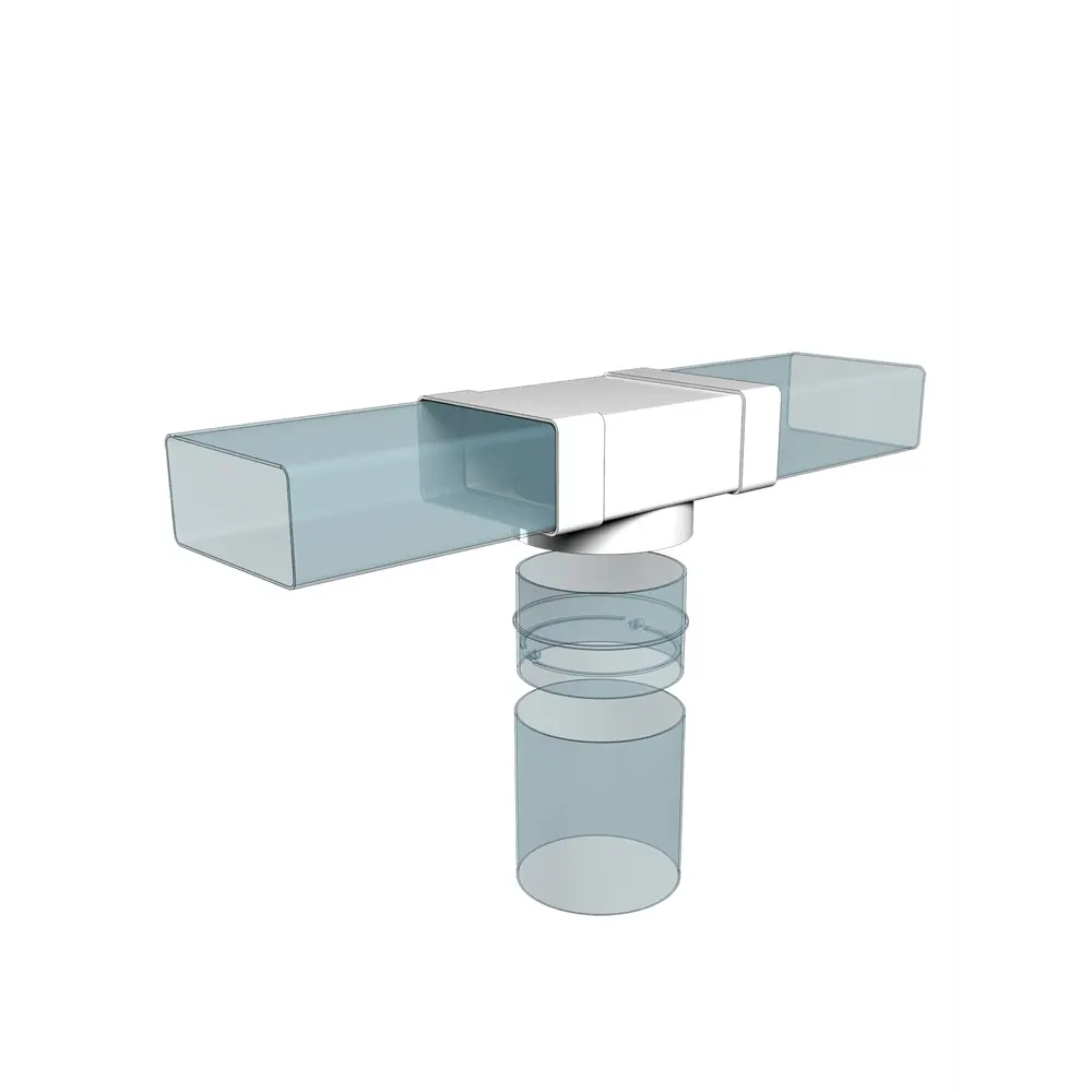 Тройник для плоских воздуховодов Fonet 60x204 мм D125 мм пластик STLM-2086906 - Вид №5