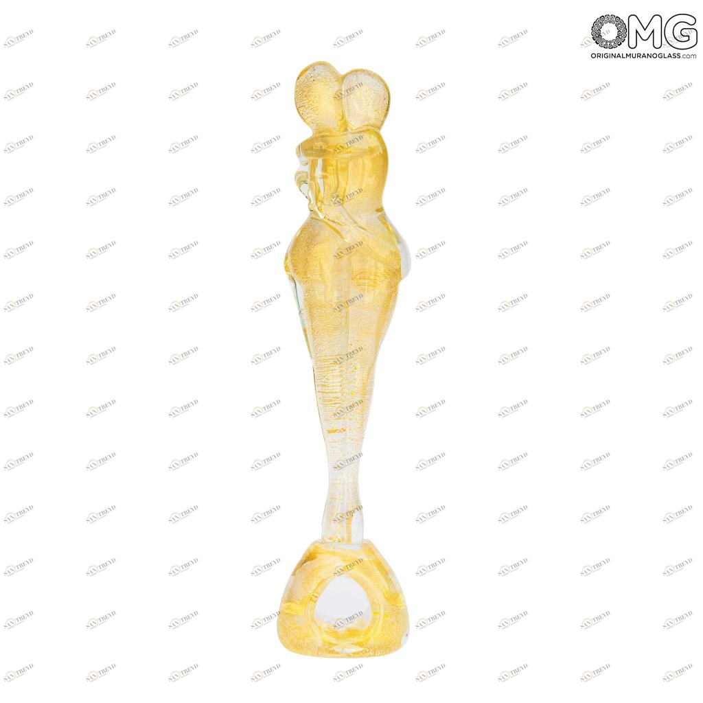 2324 ORIGINALMURANOGLASS Скульптура Золотые Влюблённые из муранского стекла 12 см 