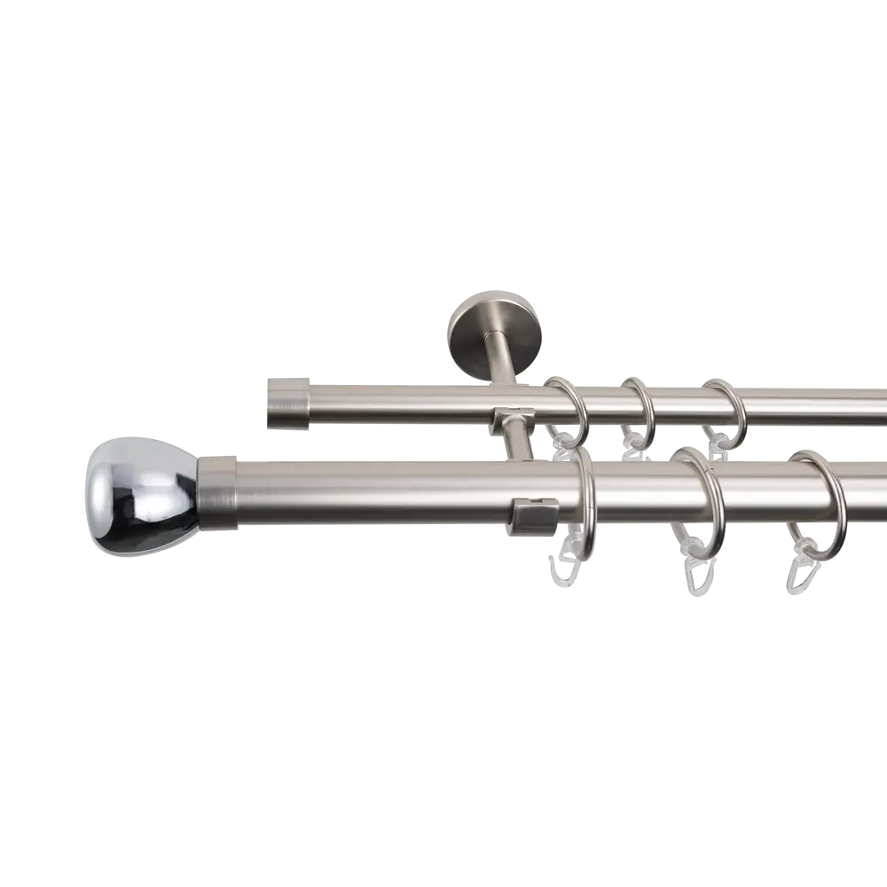 Настенный карниз раздвижной двухрядный KREAFORTA Гломма d25/28 200-360 см металл цвет никель STLM-2115613 - Вид №5
