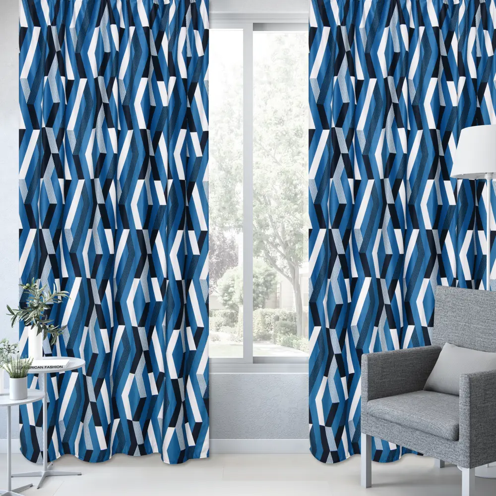 Штора на ленте Inspire Lilifa 160x280 см цвет бело-голубой 83562055 STLM-2170329  - Вид №6