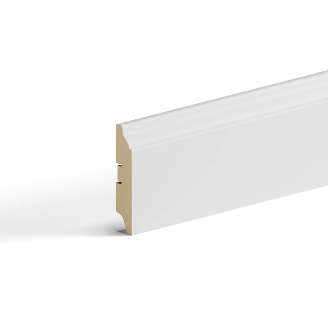 Напольный плинтус МДФ STELLA 82 2000х82х16 Белый (5шт в упак) Standart STSR-1337