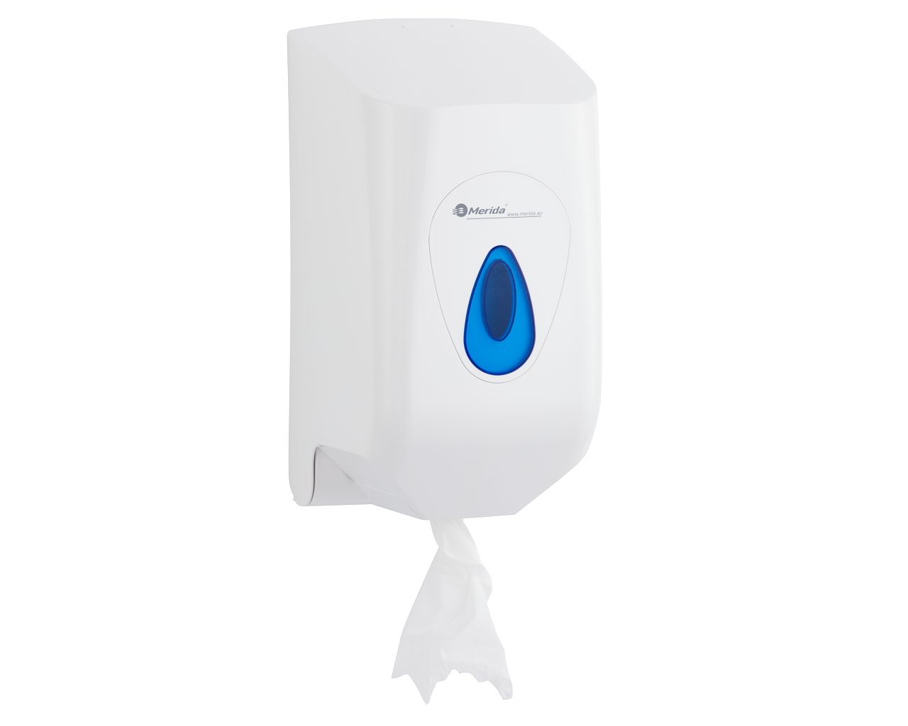 CTN201 Контейнер для бумажных полотенец в рулонах TOP MINI, АБС-пластик, белый, синее окошко Merida  - Вид №4