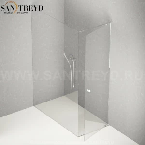 Душевое ограждение PLAN-A подрезаемое, стеклянная экстрапрозрачная перегородка с матовыми хромированными профилями. Размеры: длина от 70 до 100 см, глубина от 70 до 140 см