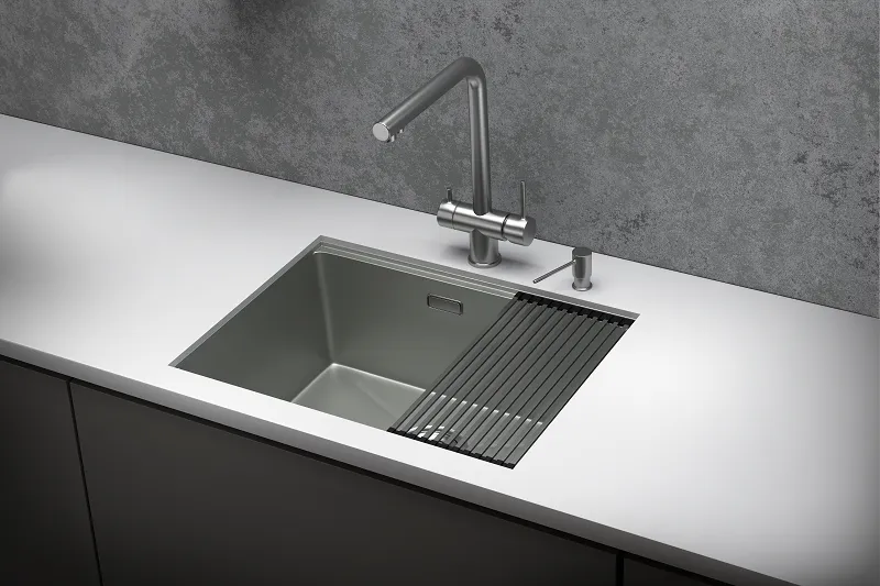 KS-6045U, СТАЛЬ МАТОВАЯ , стальная кухонная мойка KITCHEN SPACE GRANULA 6045U-ST350