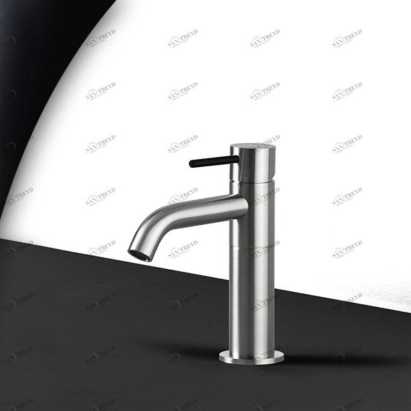 Смеситель для раковины сталь матовая с черной ручкой Toki Radomonte TKS1SCIL12