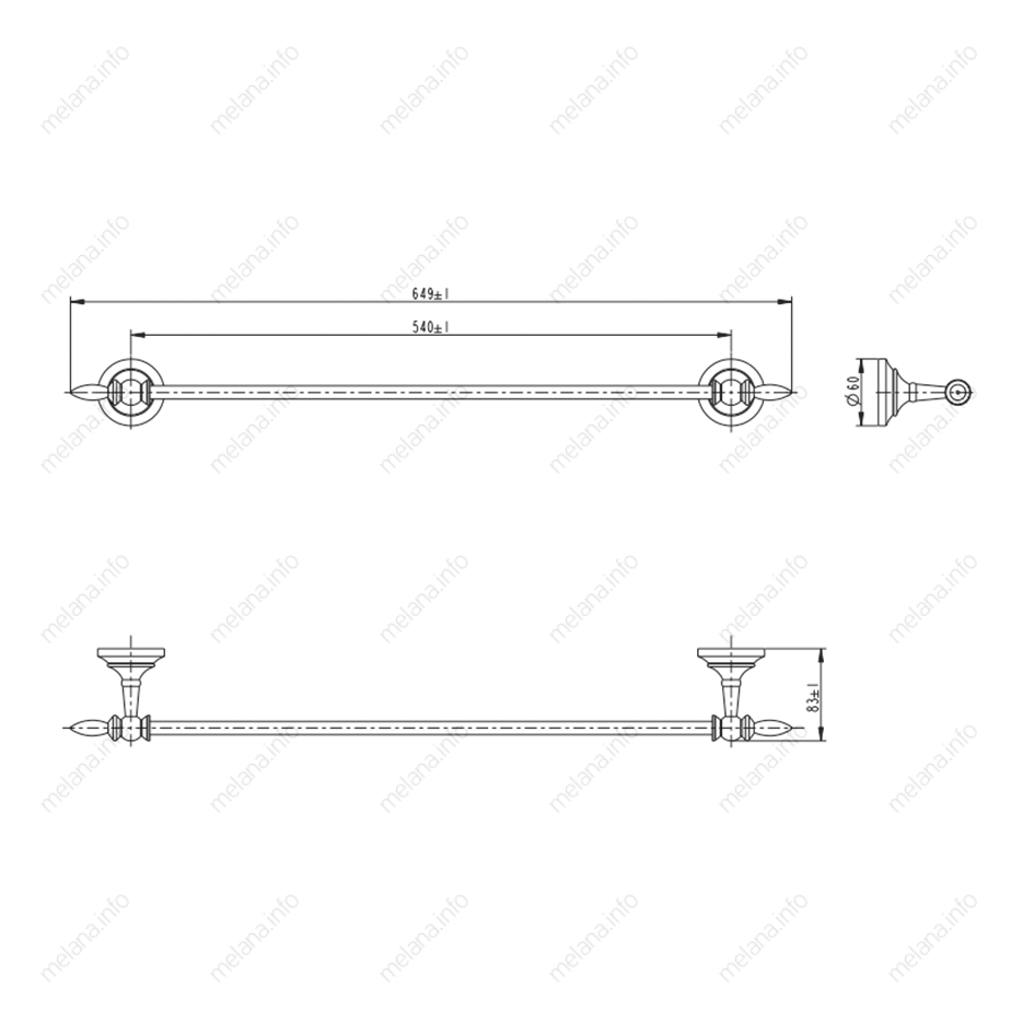 Штанга для полотенец MELANA хром+золото MLN-820001 820 серия - Вид №1