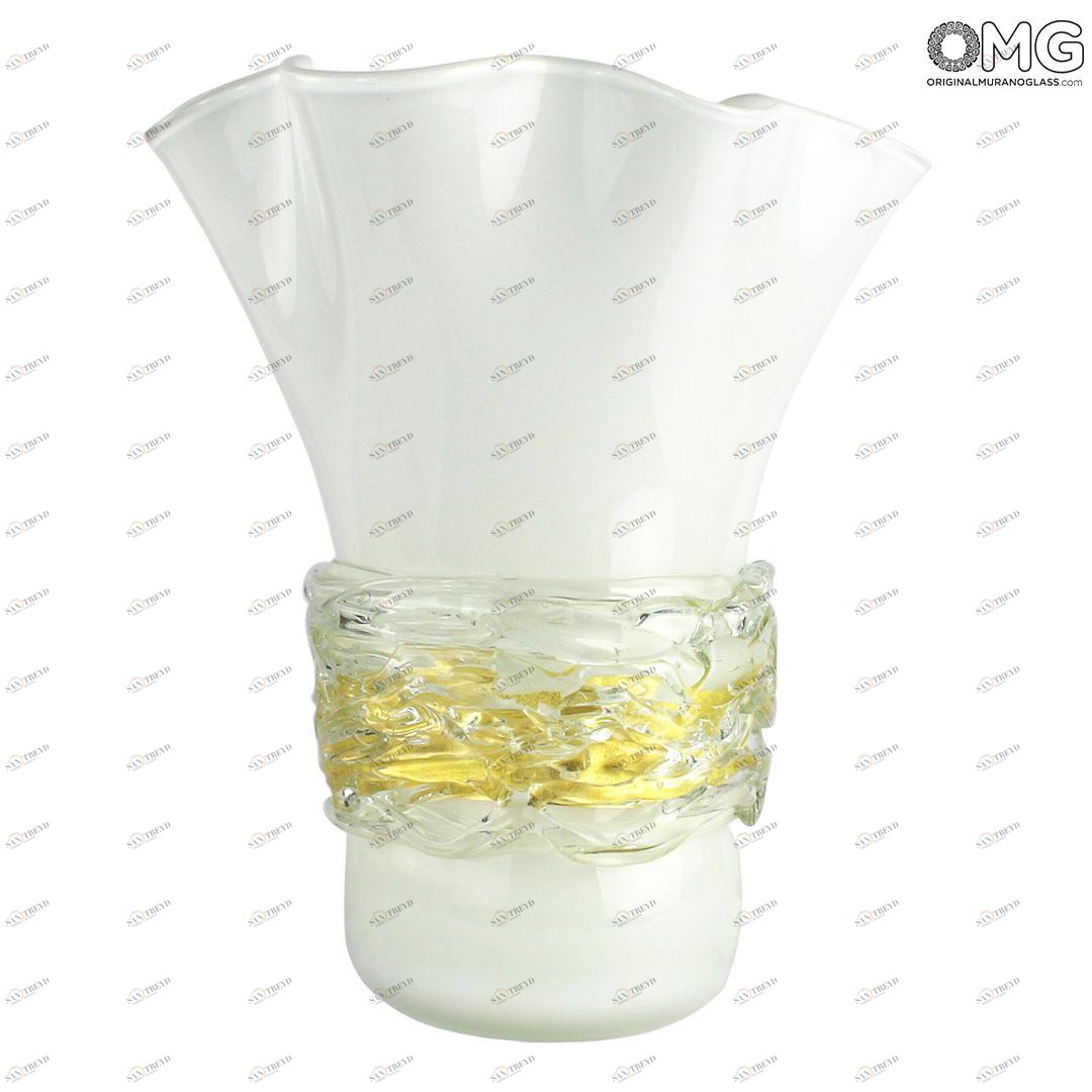 4581 ORIGINALMURANOGLASS Ваза Белая Роза - муранское стекло OMG 24 см 