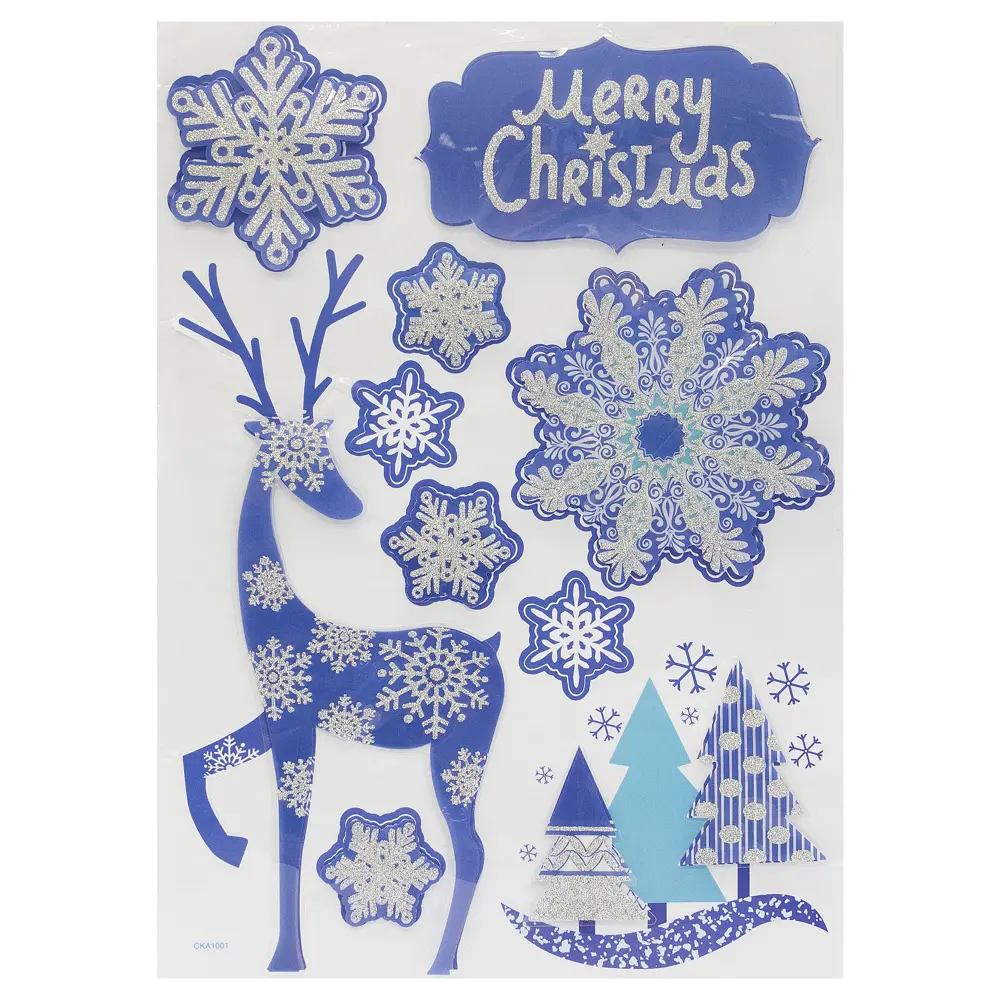 Наклейки 3D «Олень и снежинки синие» Santreyd STLM-2208467