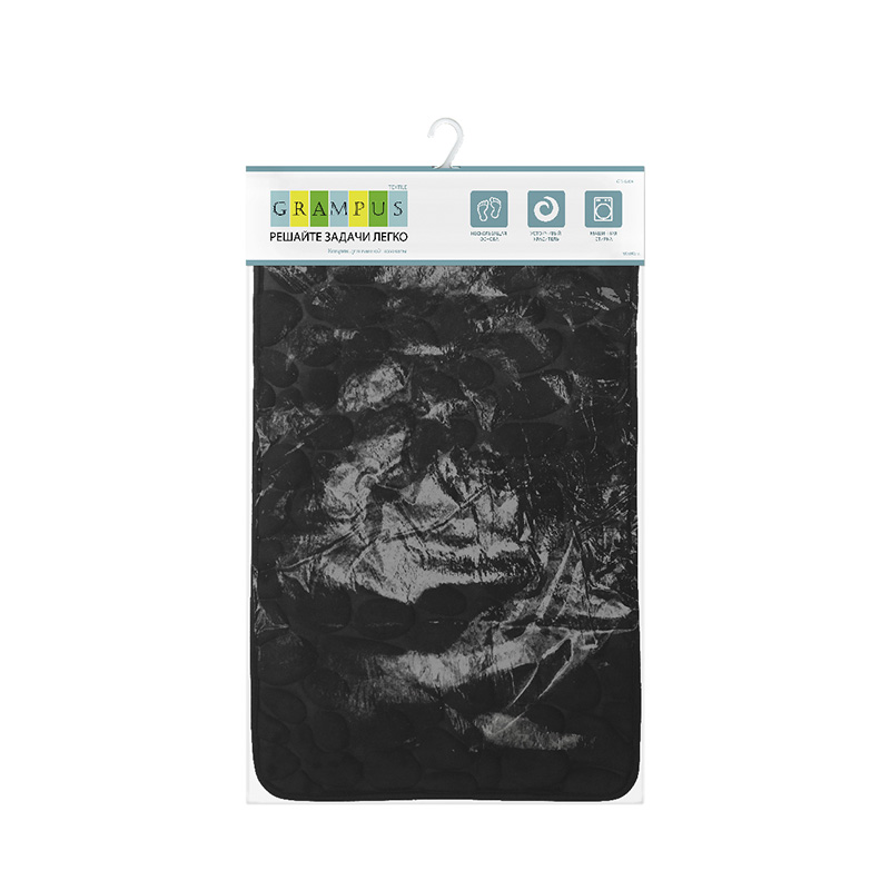Коврик для ванной черный (50х80 см) Grampus КОВРИКИ GR3204L - Вид №1
