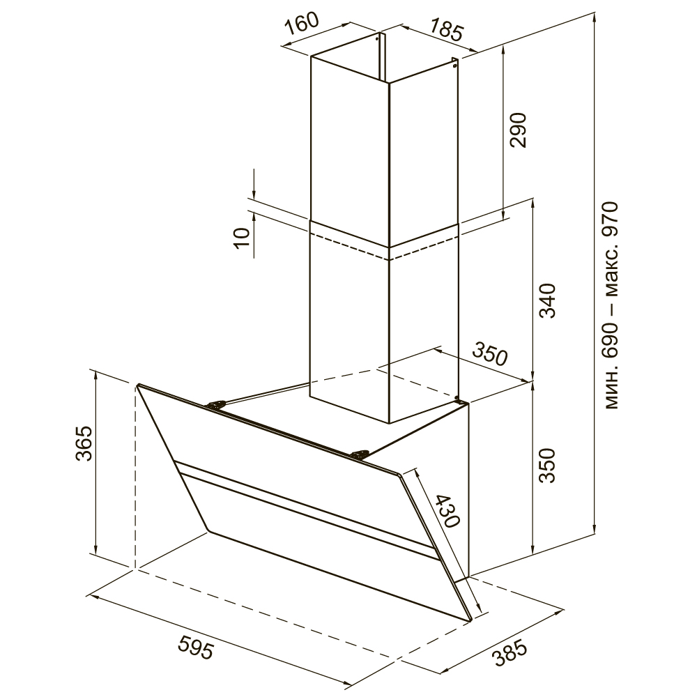 9238742 Вытяжка наклонная KRONA GABRIELE E 600 1 S черный/серебристый KRONA1 STDN-0118112 - Вид №16