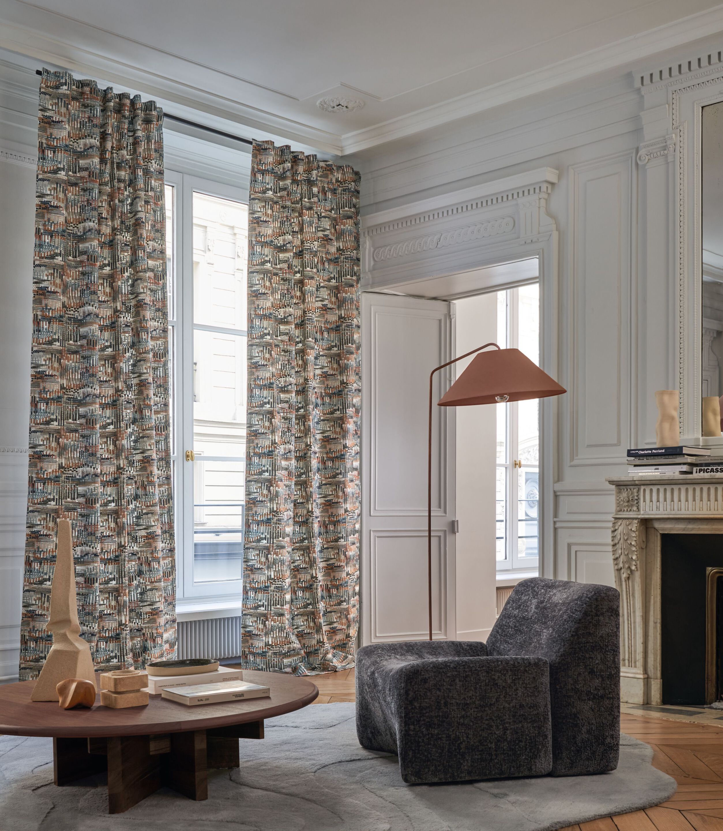 Бархатная полосатая ткань Casamance Point de Vue ARCH-00148982 - Вид №1