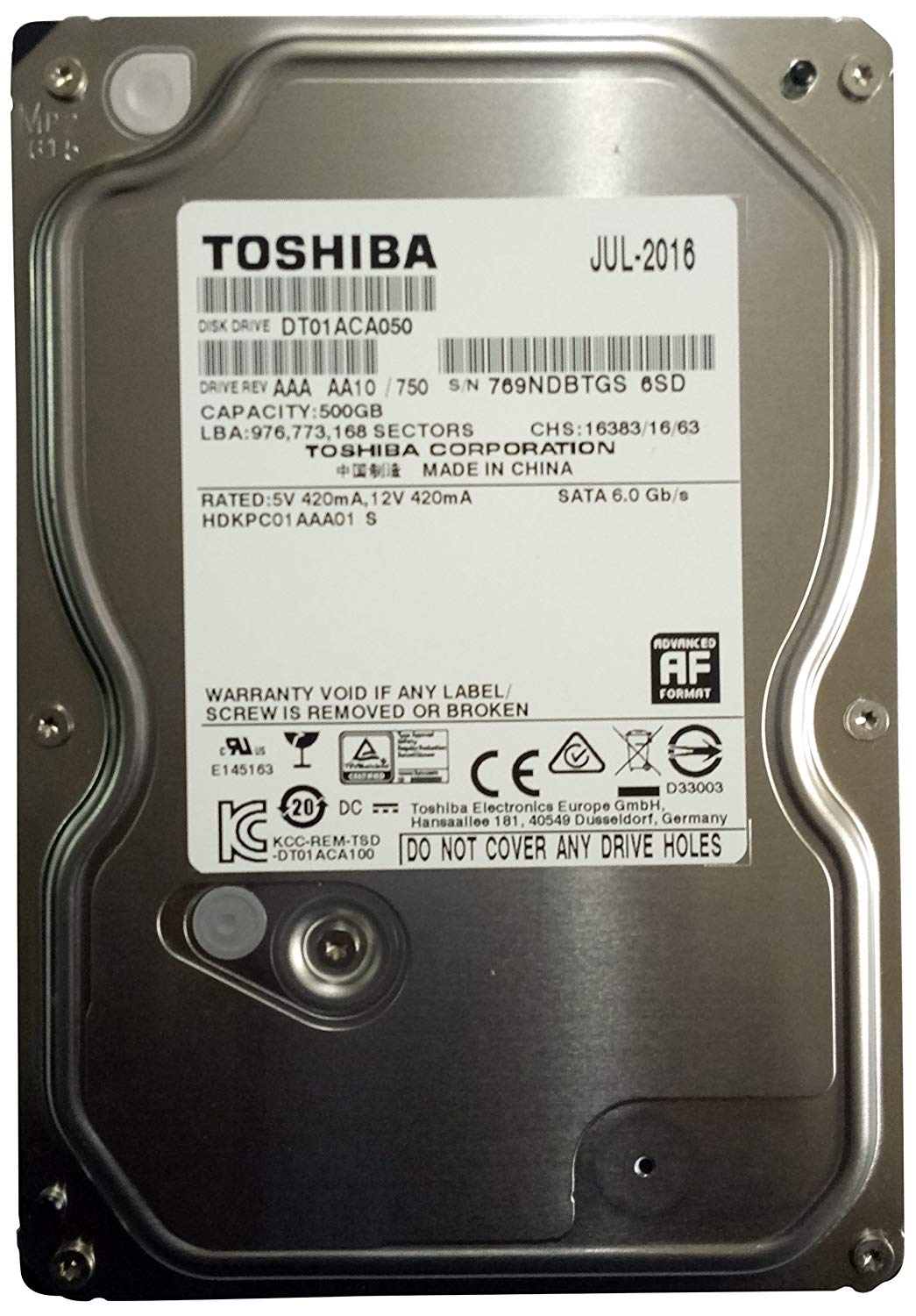 DT01ACA050 Hdd sata3 500gb 7200 32mb Toshiba Santreyd 