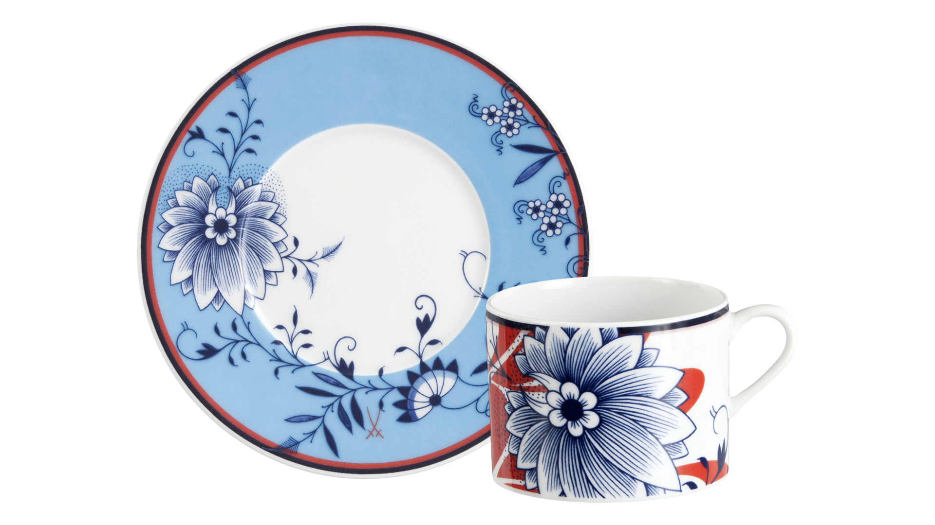 10663826 Meissen Чашка кофейная с блюдцем Meissen "Коллаж. Перья" 150мл, п/к Фарфор  - Вид №2