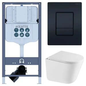 Комплект инсталляции Aquatek Pneumo N 49 с безободковым унитазом Iddis Lahta клавиша Aquatek Pnn-0000005 чёрная