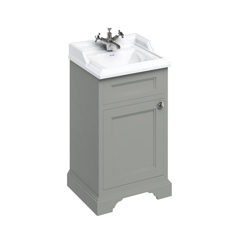 Burlington Classic Отдельностоящий умывальник 50 см с дверцей Мэтт Уайт B20 FC8W  - Вид №1