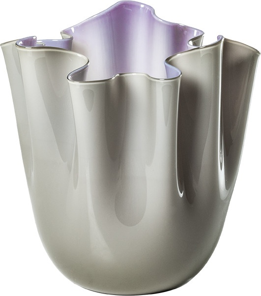 10640943 VENINI Ваза Venini "Фаццолетто Опалино" 24х20см (Фульвио Бьянкони, Паоло Венини), 1948г (серая, индиго) Стекло 