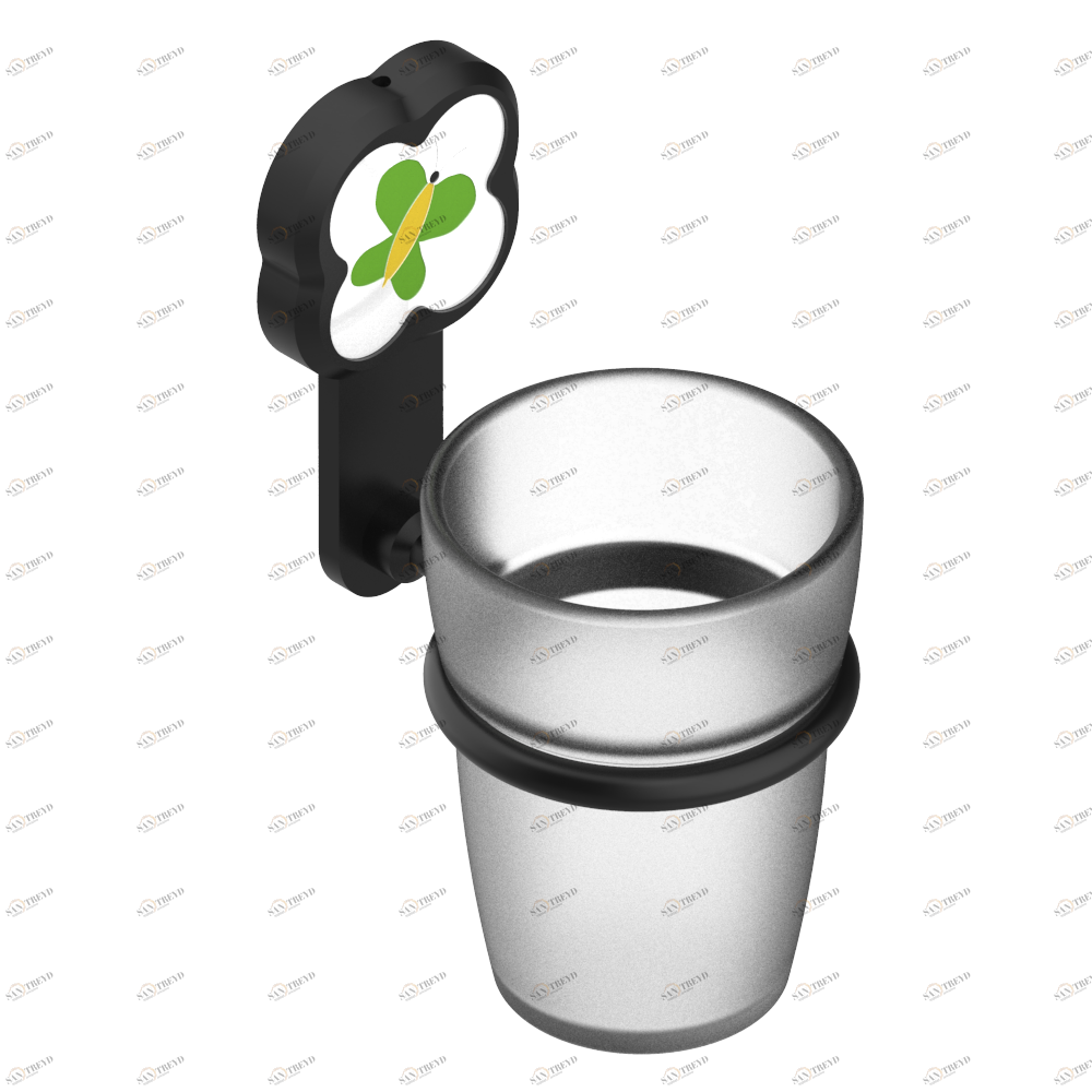 A7E-536 Стакан настенный для зубных щёток Thg-paris Capucine зелёный с платиновым декором Покрытие PVD матовая бронза A7E-536 CAT.F