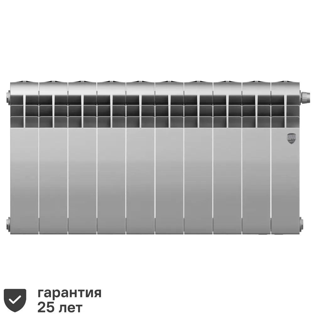 Радиатор секционный Royal Thermo Biliner RTBSSVR35010 350/87 10 секций нижнее правое подключение биметалл серый 82758208 STLM-2085156