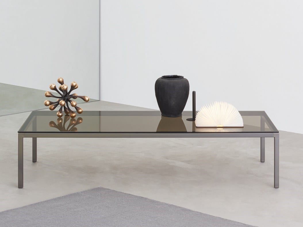 Прямоугольный низкий стол из стали и хрусталя Desalto HELSINKI 30 ARCH-00086497