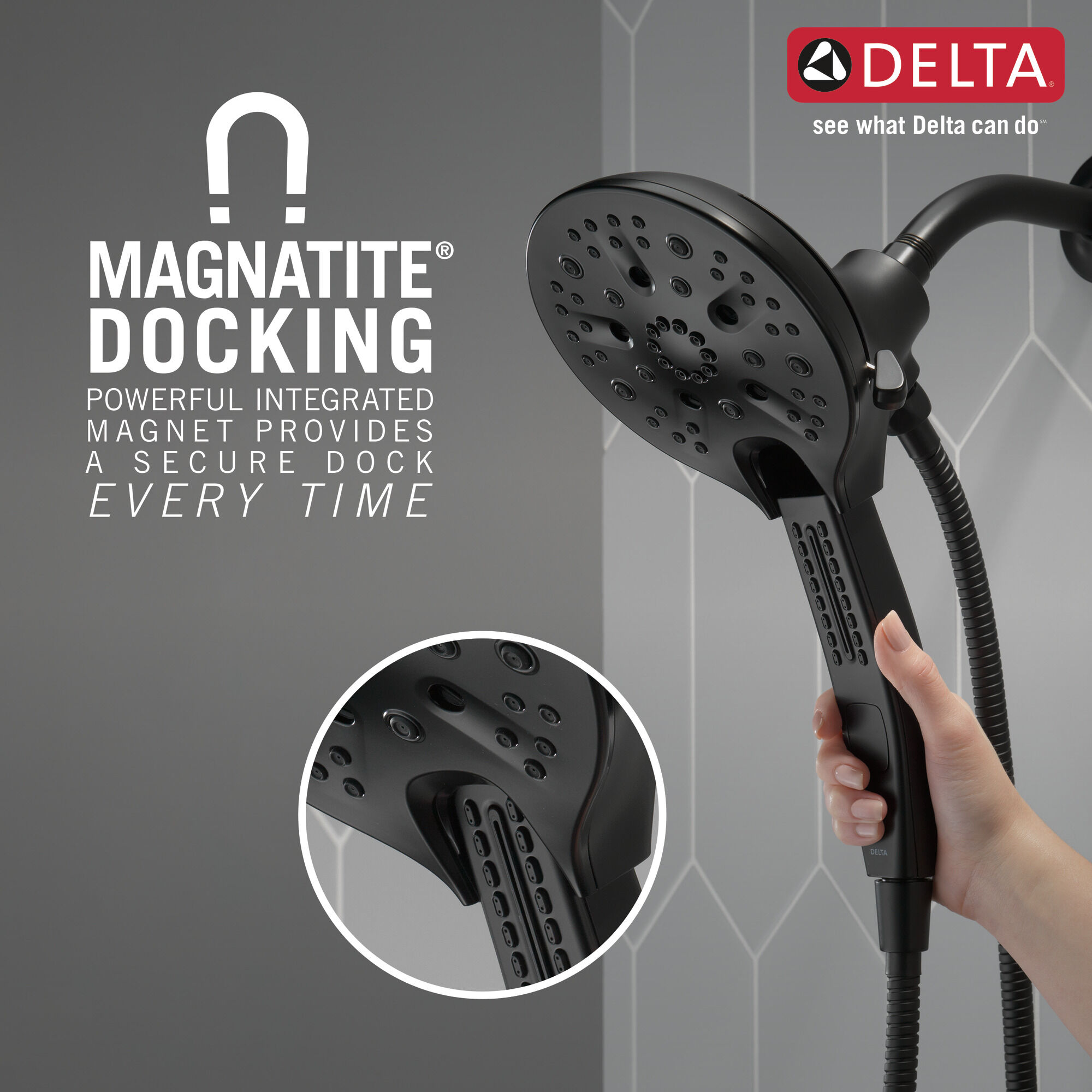 58620-BL-PK In2ition® H2Okinetic® Душ два в одном с 5 настройками Delta Faucet Universal Showering Матовый черный  - Вид №2