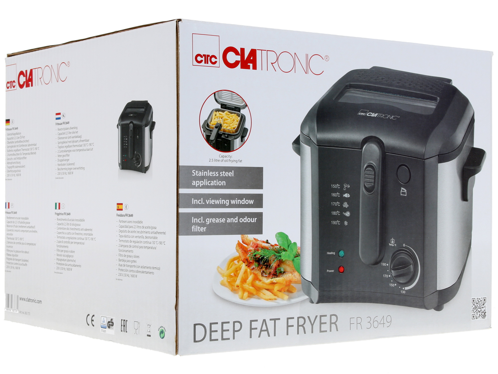 1122174 Фритюрница Clatronic FR 3649 schwarz серебристый STDN-0147081 - Вид №8