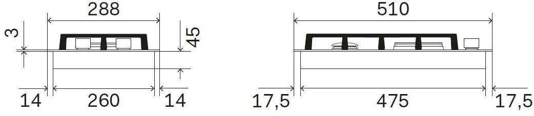 Ilve Газовая встраиваемая плита из нержавеющей стали Pro line Hcl30k Santreyd  - Вид №1