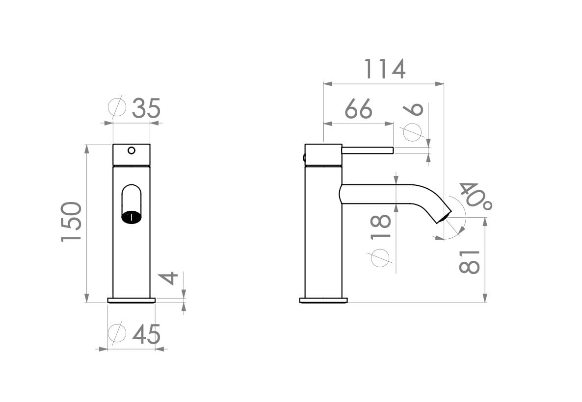 Однорычажный смеситель для раковины из нержавеющей стали без слива Radomonte Dex ARCH-00051083 - Вид №2