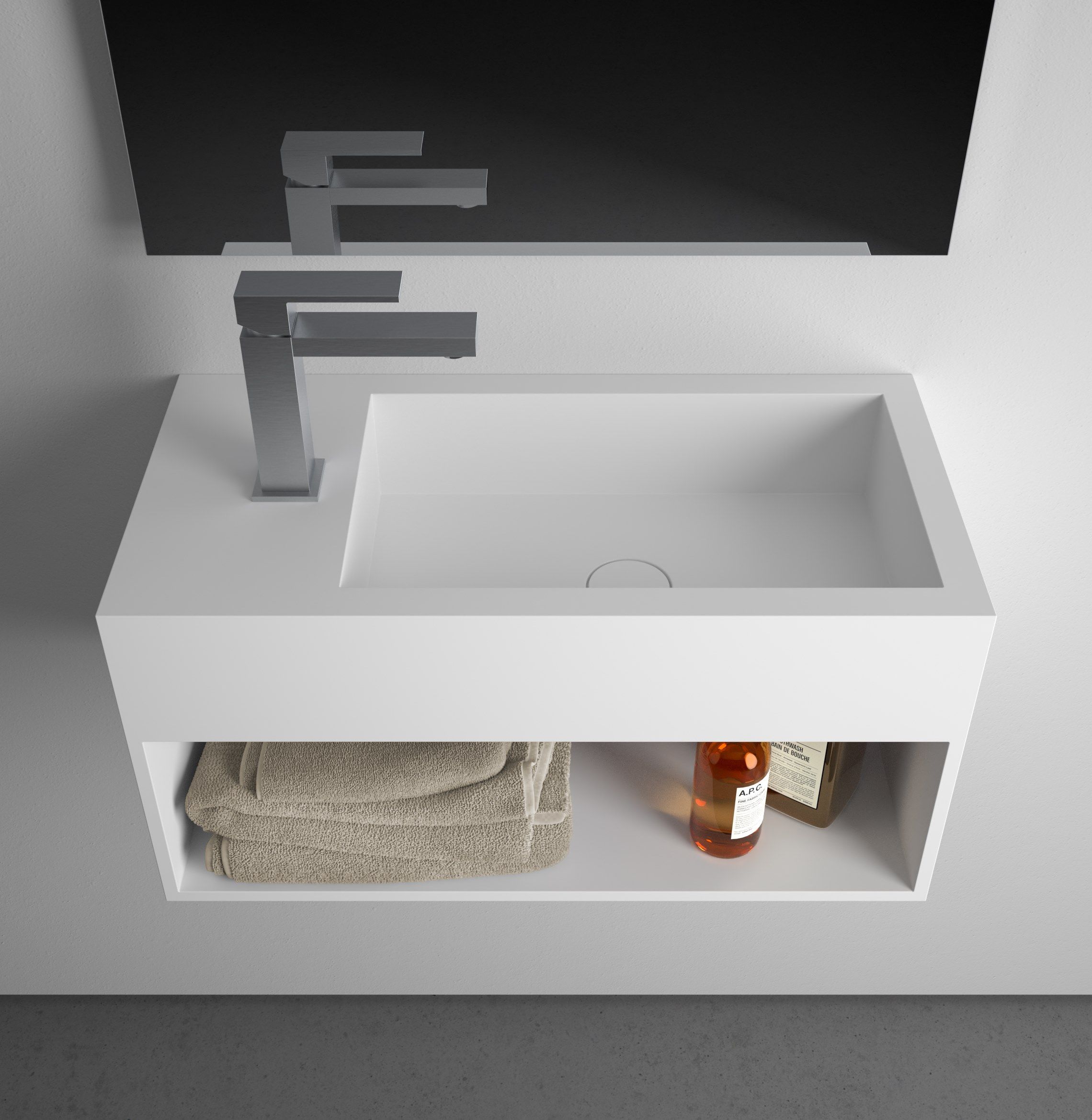 Квадратная подвесная раковина из твердой поверхности MOMA Design CUBANITO ARCH-00037366 - Вид №1