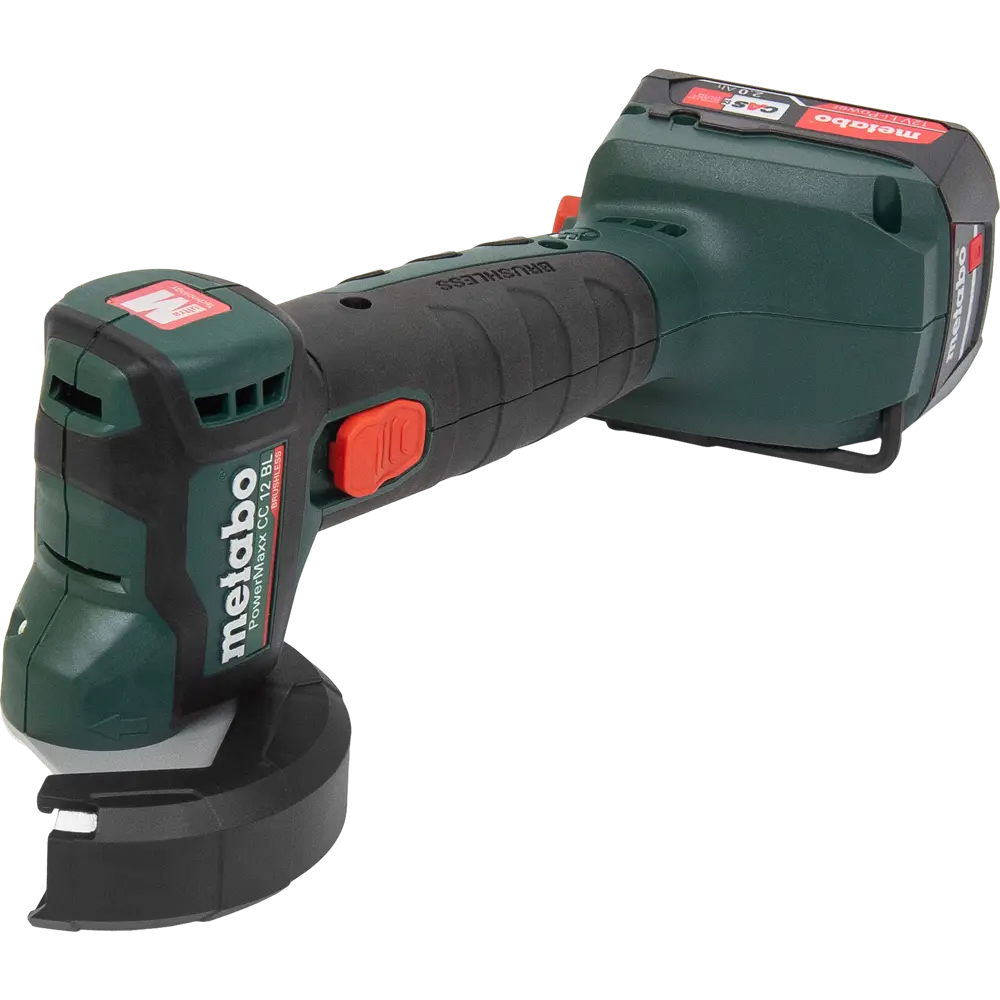 УШМ аккумуляторная бесщеточная Metabo PowerMaxx CC 12 BL 600348500, 12 В Li-Ion 2x2 Ач, 76 мм 83072004 STLM-2005281 