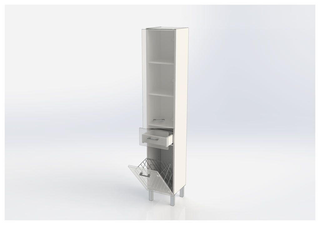 Шкаф-пенал для ванной Aquanet Верона 35 б/к черный (напольный) 00178974 - Вид №3