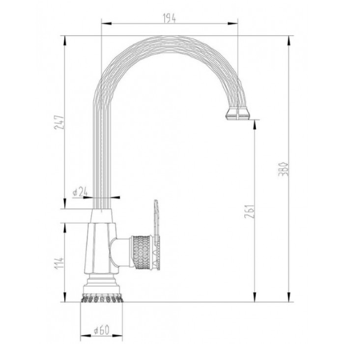 Zorg A 406K-BR бронза Смеситель для кухни Zorg 380 х 194 мм  - Вид №2
