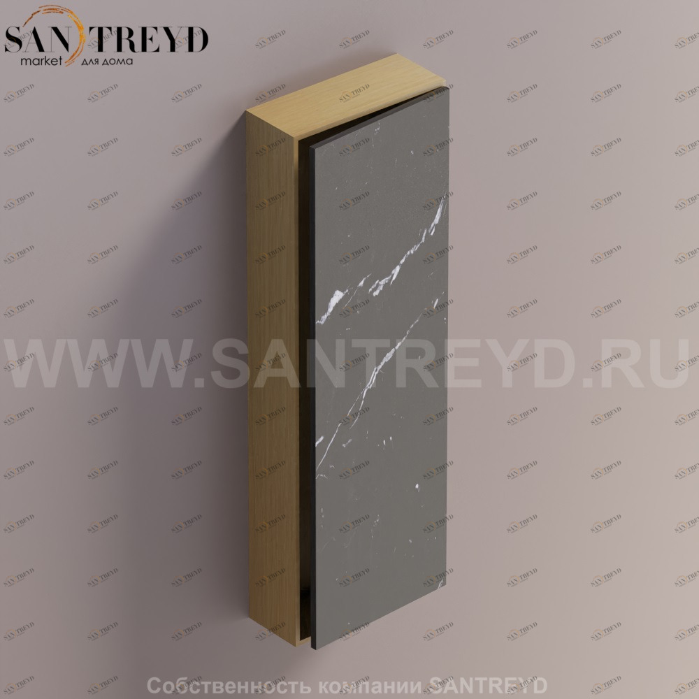 LIFT Модульный шкаф 120 см с правой дверью на доводчиках. Модули могут располагаться горизонтально и вертикально. Отделка: натуральный дуб и черный мрамор. AMOB054NMRTDX Agape