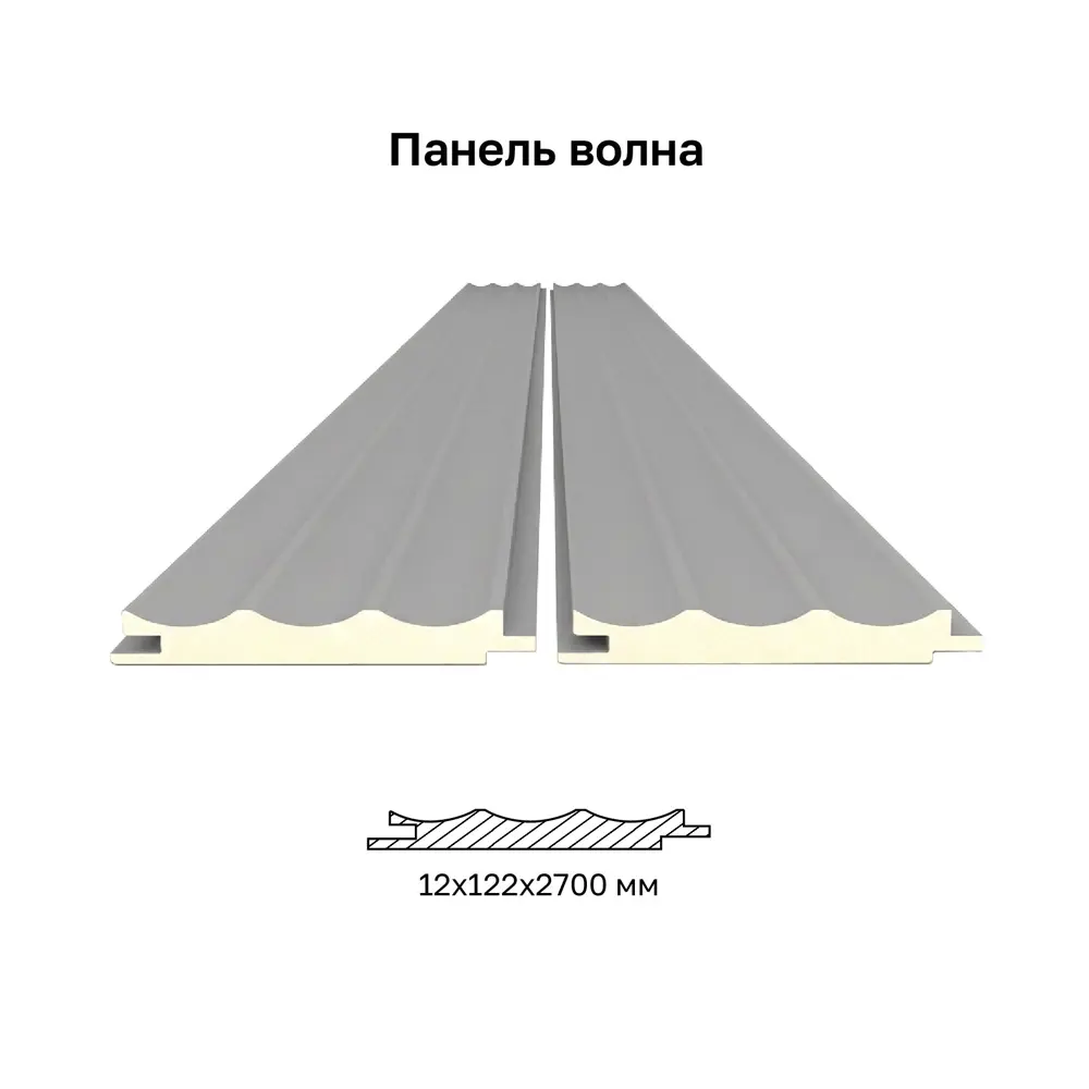 Реечная панель Волна прямоугольник МДФ цвет серый 2700x122x12 мм 4 шт Santreyd STLM-2168624 - Вид №3