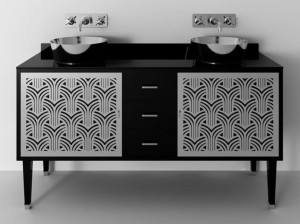 Деревянный напольный умывальник с дверцами