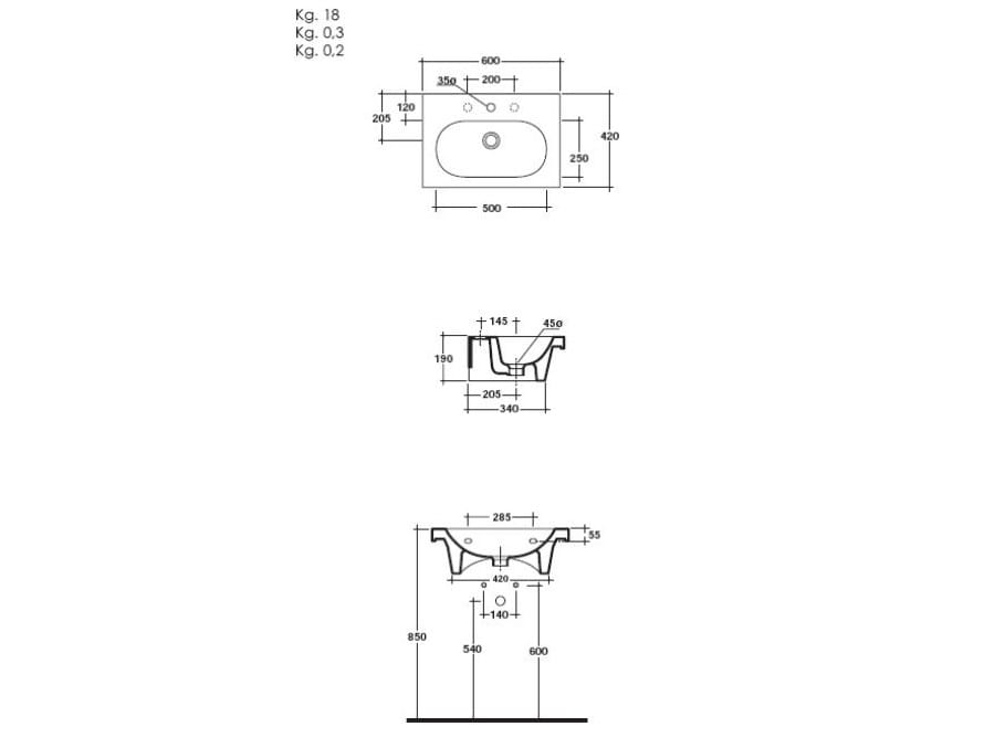 Керамическая подвесная раковина с держателем для полотенец Galassia EDEN ARCH-00066756 - Вид №2