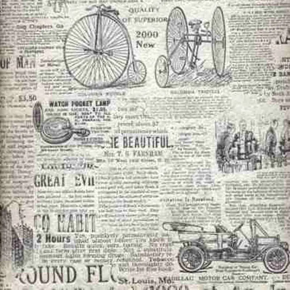 Обои виниловые 0.53х10 м газета цвет чёрно-белый Ra 820119 Rasch Tiles More STLM-2204005 - Вид №1