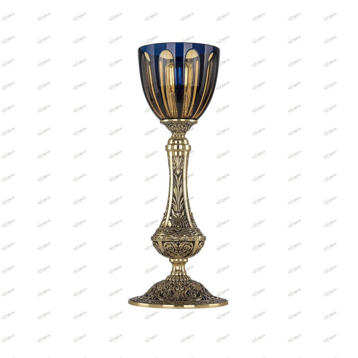Лампа настольная хрустальная 39х15 см золото с синим Bohemia Ivele 71100L/15 GB P1 Amber-Blue/H-1H BOHEMIA IVELE ВАЗА, ИНТЕРЬЕРНЫЕ 00-3889246 Золото;синий 