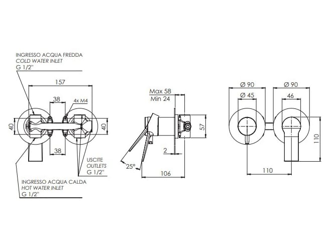 Встраиваемый смеситель для душа с пластиной Remer Rubinetterie Slash &amp ARCH-00128131 - Вид №3