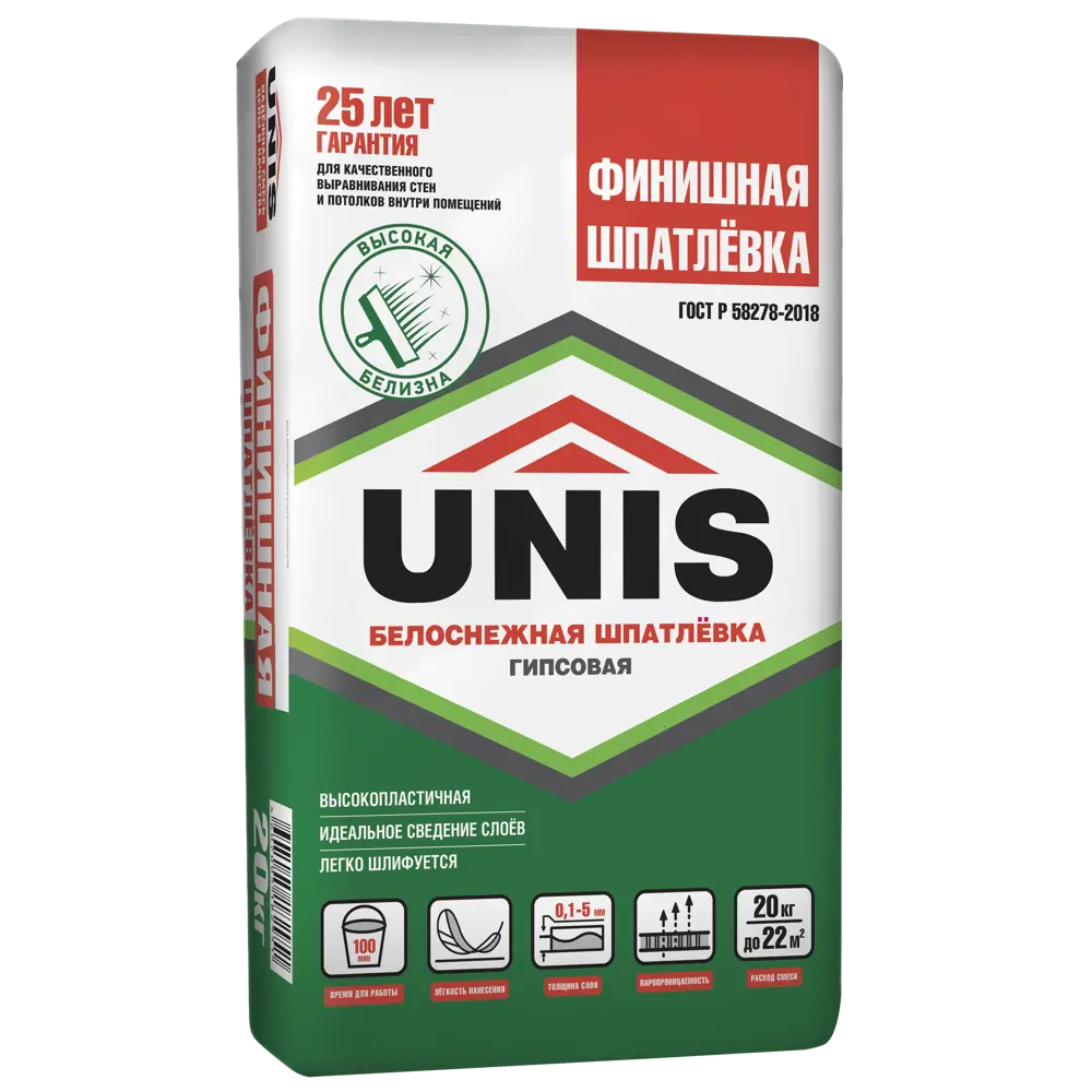Шпаклевка финишная гипсовая Unis 20 кг STLM-2008095