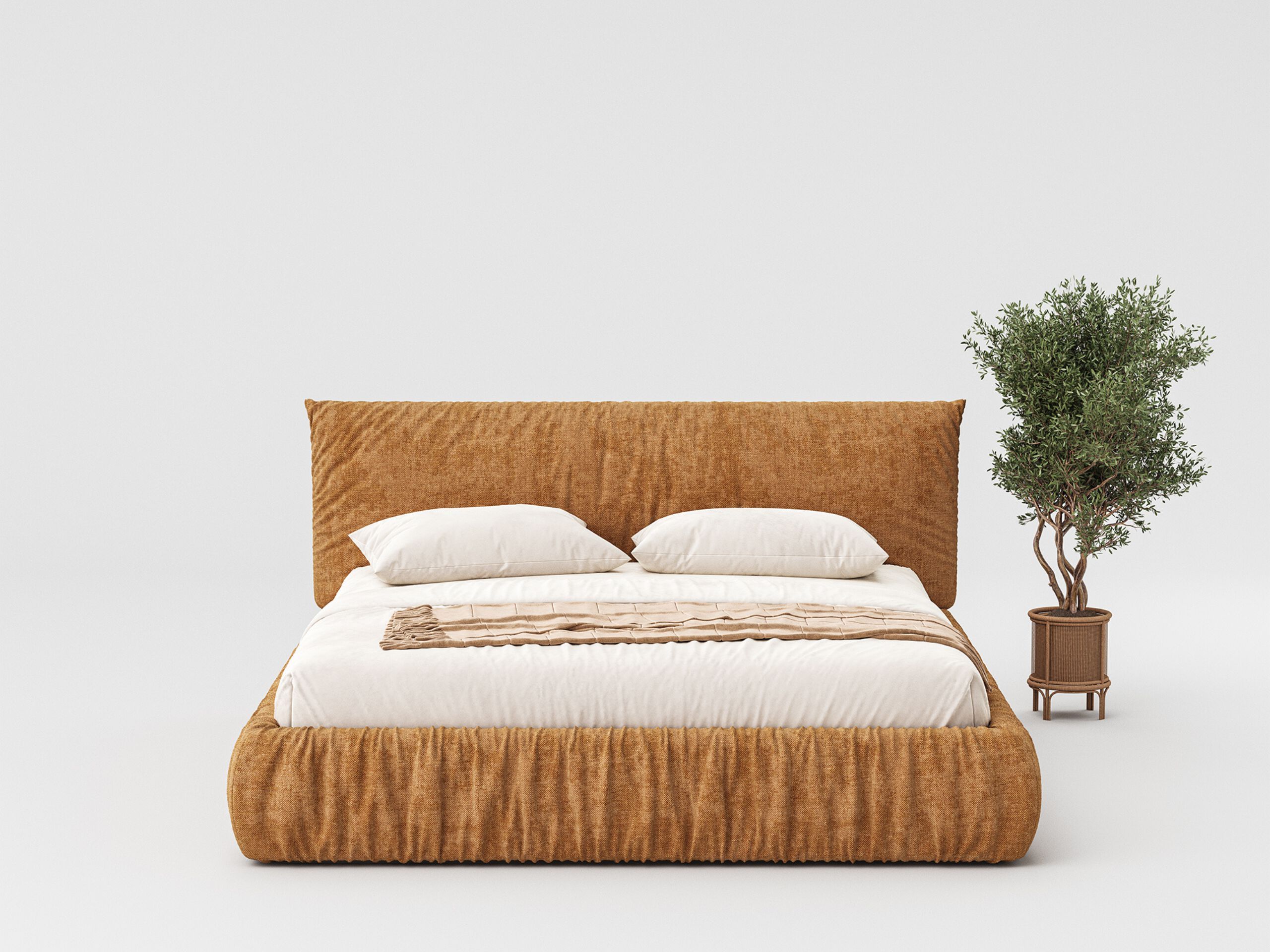 Двуспальная кровать-контейнер с мягким изголовьем Woodsoft KEMI ARCH-00148708