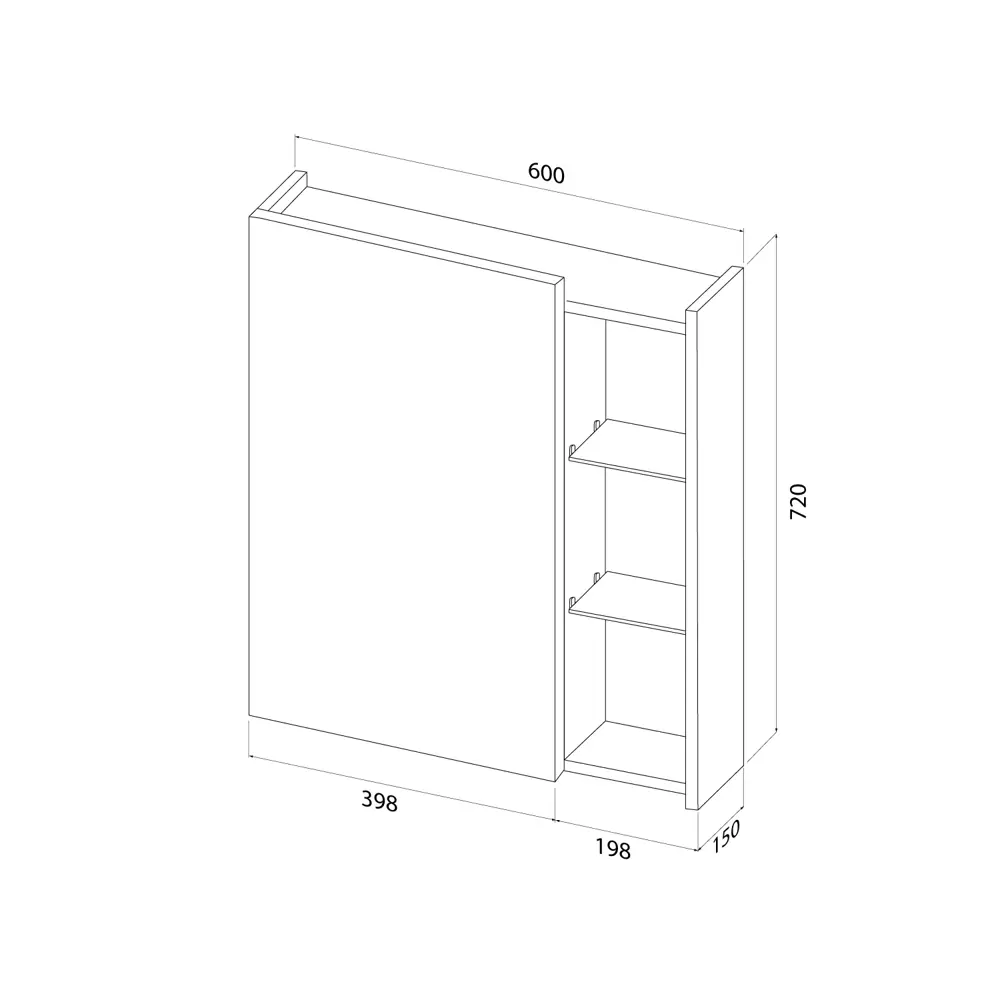 Корпус зеркального шкафа Iddis Lahta LAH60V0i99 72x60x15 см цвет дуб светлый STLM-2198671 - Вид №9