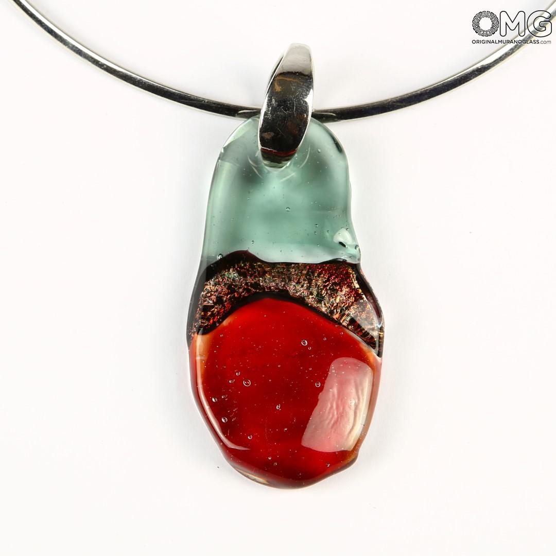 2649 ORIGINALMURANOGLASS Красная подвеска - плавленное стекло - Original Murano Glass OMG 28 см  - Вид №1
