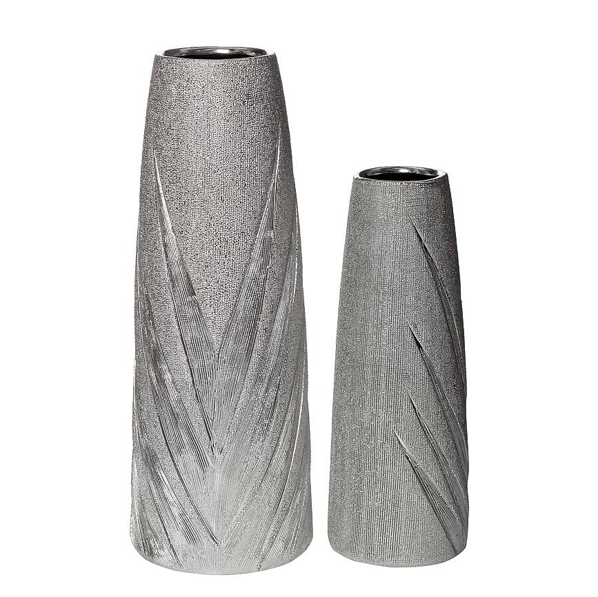 Ваза керамическая серая конус 30 см GARDA DECOR - 033940 Серый  - Вид №1