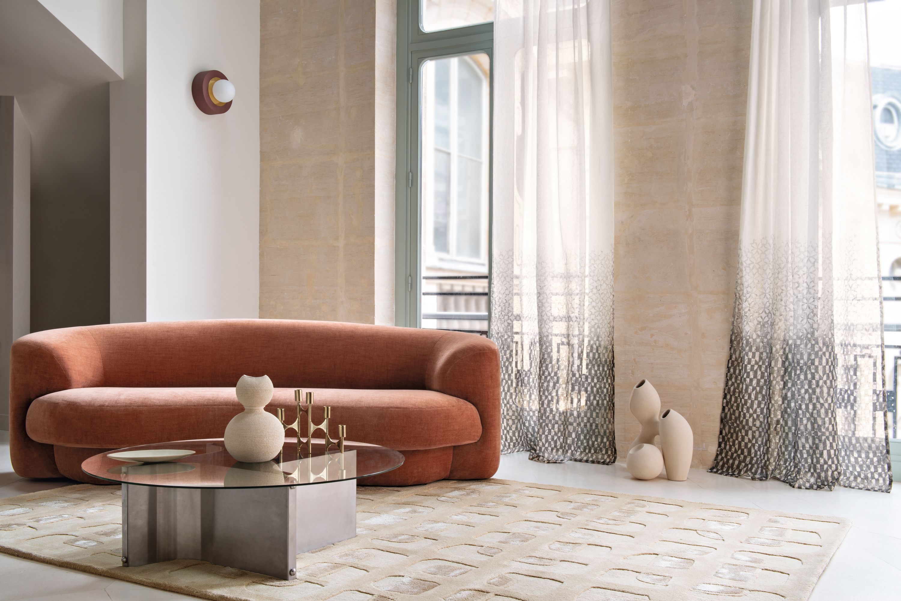 Моющаяся льняная ткань с графическим рисунком Casamance Mariposa ARCH-00117297 - Вид №4