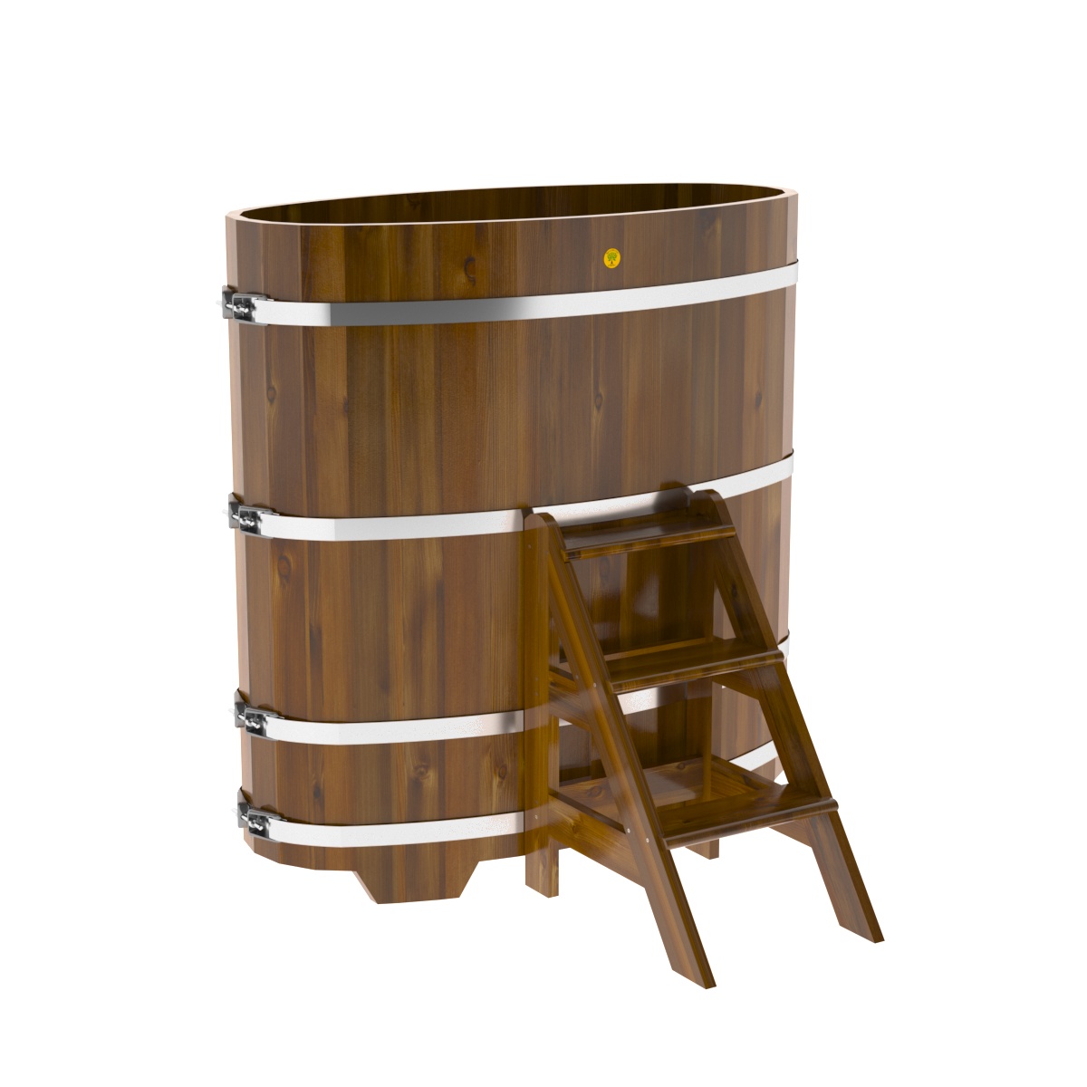 2256 Купель овальная из лиственницы Рустик 0,69х1,31х1,4 морёная Alyarus  - Вид №1